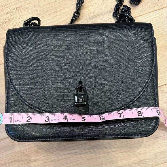 Rebecca Minkoff Love Too Black Chain Leather Crossbody Shoulder Bag Purse - Picture 7 of 8